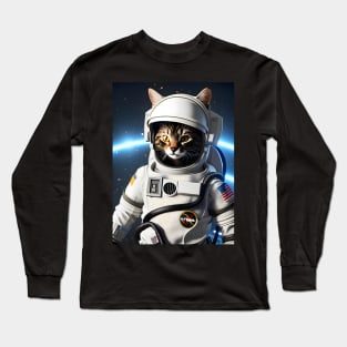 Astronaut Cat - Modern Digital Art Long Sleeve T-Shirt